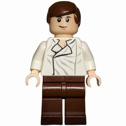 Minifigurka Han Solo, White Shirt, Reddish Brown Legs, Single Sided Head