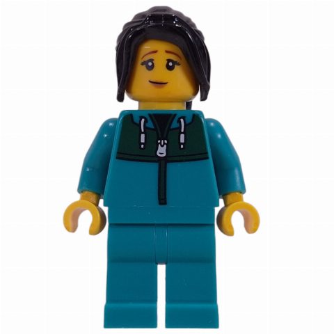 Minifigurka Astronaut, Dark Turquoise Jumpsuit, Black Hair
