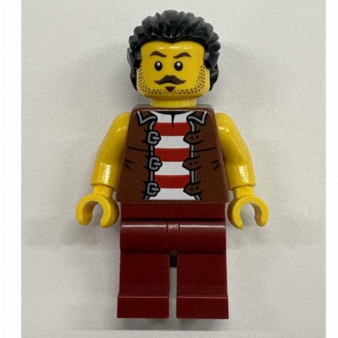 Minifigurka Pirate, Dark Red Legs, Black Hair