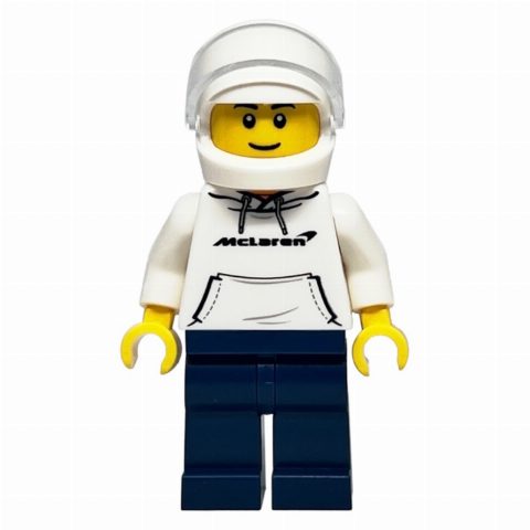 Minifigurka Race Driver - White Torso, Dark Blue Legs, White Helmet