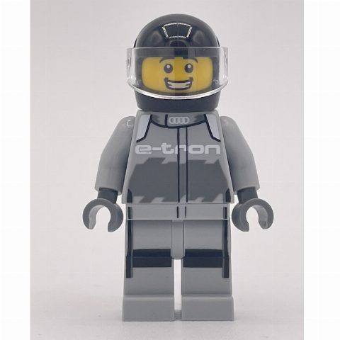 Minifigurka Race Driver - Light Bluish Grey Racing Suit, Black Helmet