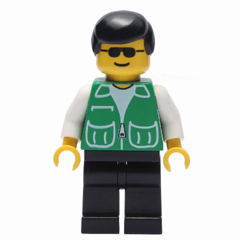 Minifigurka Man, Green Jacket, Black Legs, Black Cap