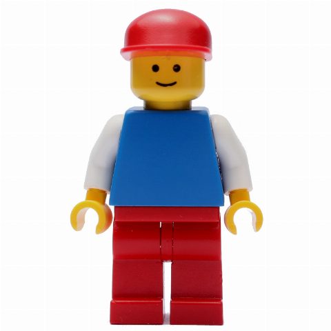 Minifigurka Man, Blue Torso, Red Legs, Red Cap (3626b Head)