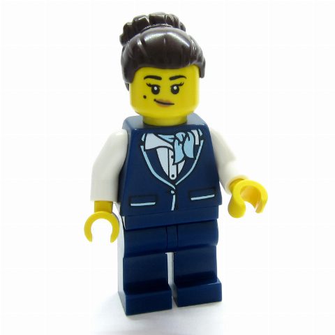 Minifigurka Air Hostess, Dark Blue Suit, Dark Brown Hair