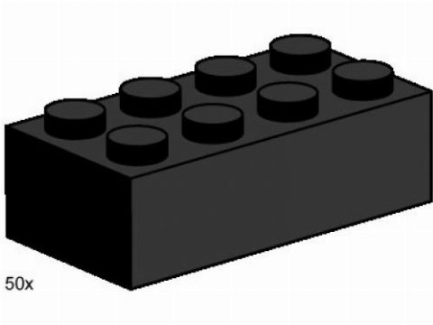 Zestaw LEGO® 2 x 4 Black Bricks (Bulk Bricks)