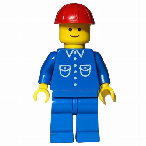 Minifigurka Man, Blue Shirt, Blue Legs, Red Hard Hat (3626b Head)