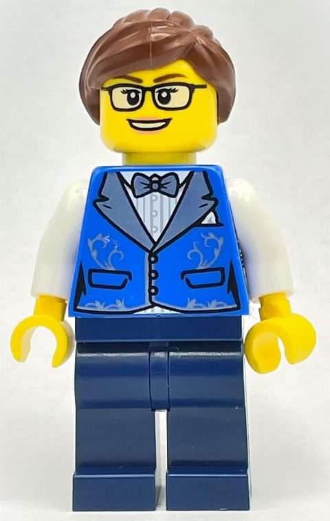 Minifigurka Drummer - Blue Torso, Dark Blue Legs, Reddish Brown Hair