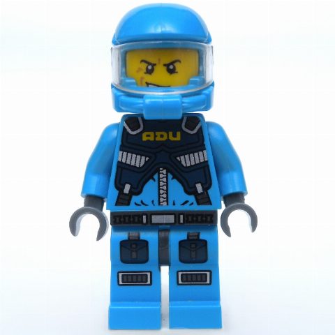 Minifigurka ADU Soldier, Snarl / Surprised, Dark Azure Hips
