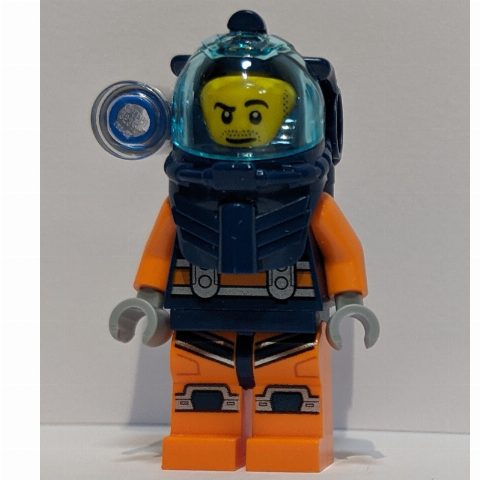 Minifigurka Diver - Dark Blue Torso, Orange Legs, Dark Blue Helmet