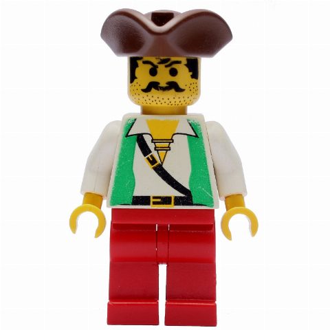 Minifigurka Pirate - Green Vest, Red Legs, Brown Tricorne