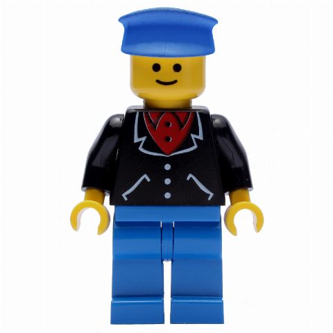 Minifigurka Man - Black Jacket, Blue Legs, Blue Hat