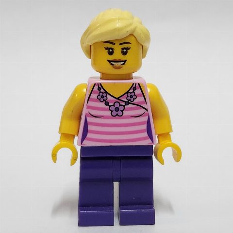Minifigurka Bright Pink Torso, Dark Purple Legs, Bright Light Yellow Hair