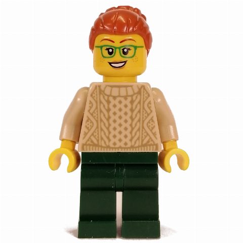 Minifigurka Tan Torso, Dark Green Legs, Dark Orange Hair