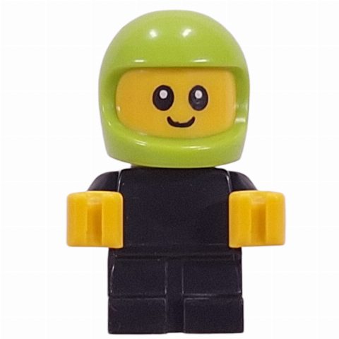 Minifigurka Baby, Racer, Black Body, Lime Helmet