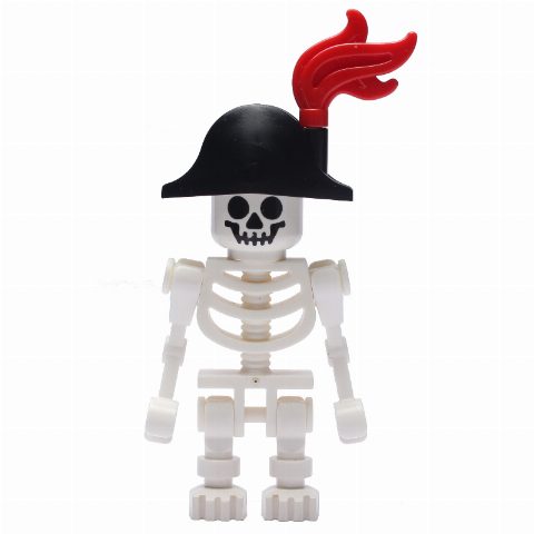 Minifigurka Skeleton, Standard Face, Bicorne Hat with Red Plume