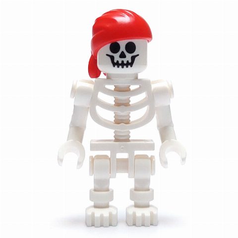 Minifigurka Skeleton, Standard Face, Red Bandana Hat, Bent Arms