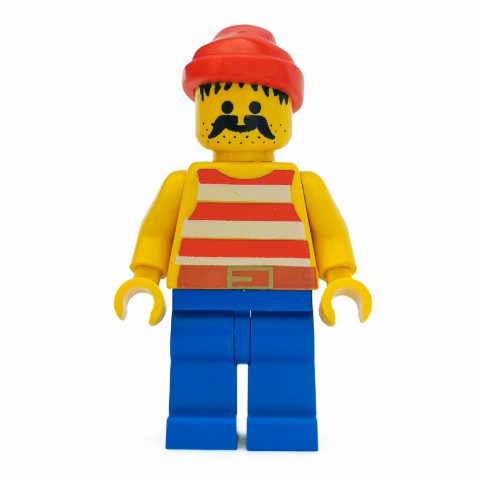 Minifigurka Pirate - Red Stripes, Blue Legs, Red Bandana, 3626b