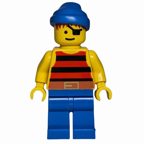 Minifigurka Pirate - Red/Black Stripes, Blue Legs, Blue Bandana
