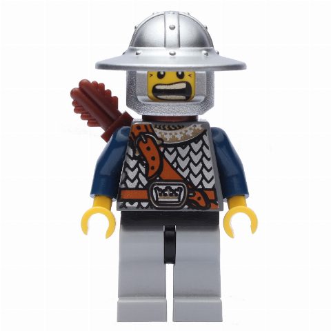 Minifigurka Knight, Archer with Wide Brim Helmet, Quiver, Smile