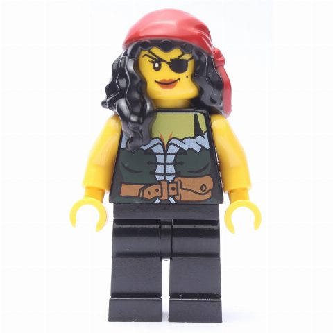 Minifigurka Pirate - Female, Black Hair with Bandana, Yellow Arms